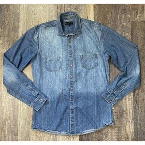 American Tall Men’s Denim Snap Front Shirt Medium Tall Long Sleeve Western